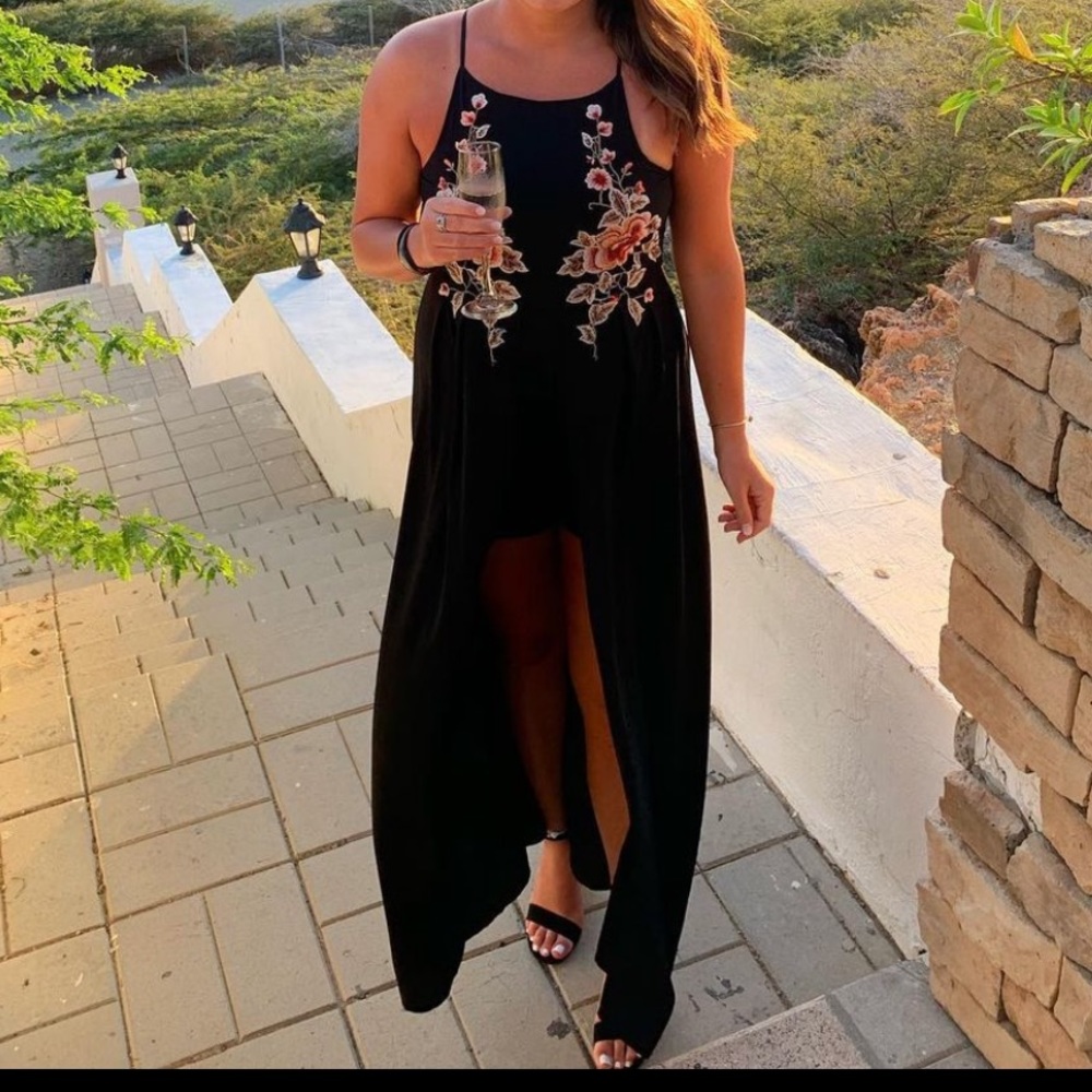 Romper with flowy skirt over